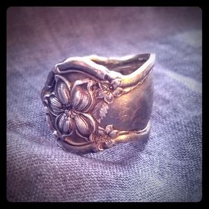Solid Silver Artesian Flower Silverware Ring